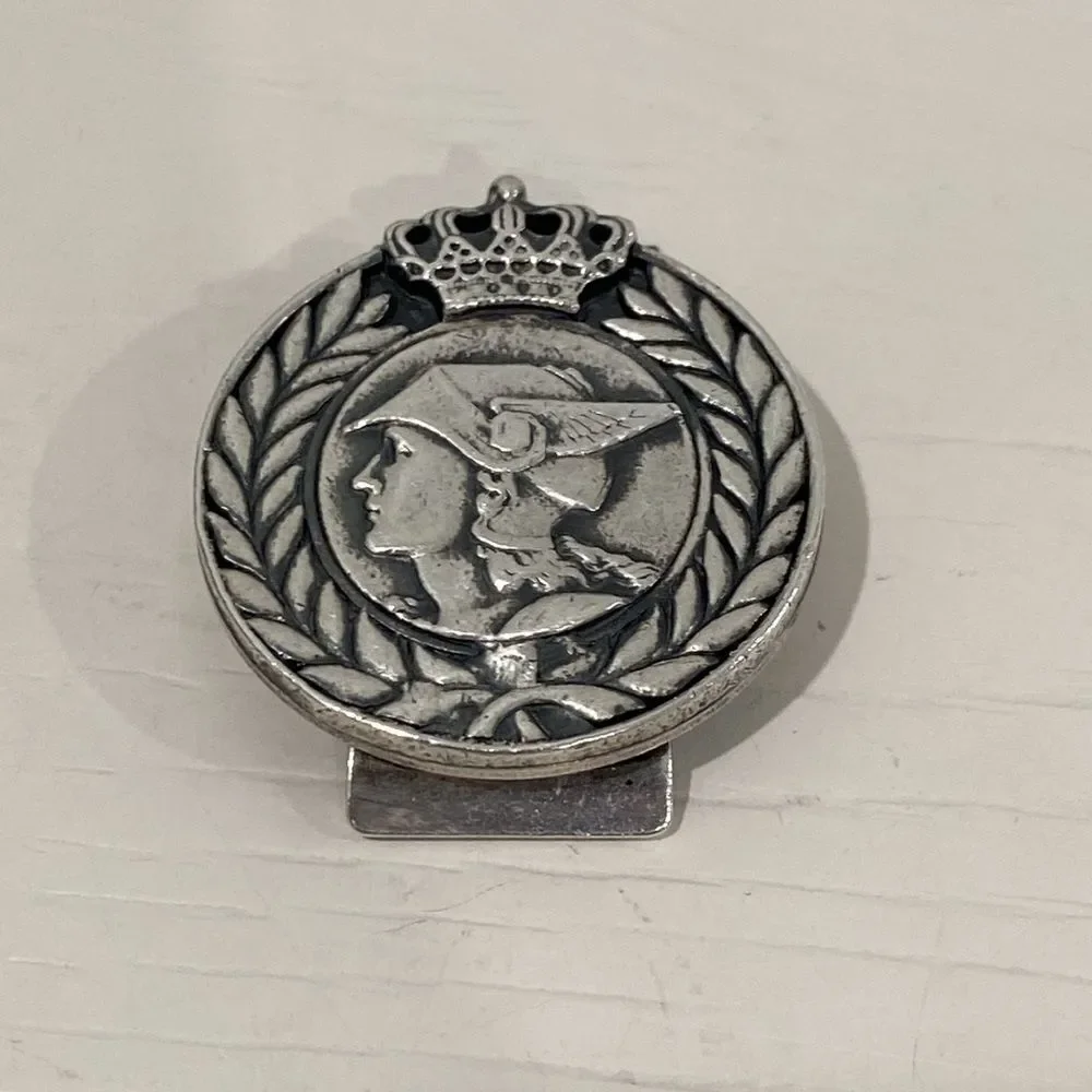 Vintage Swank Silver Toned Medallion Mercury Winged Hat with Crown Money Clip